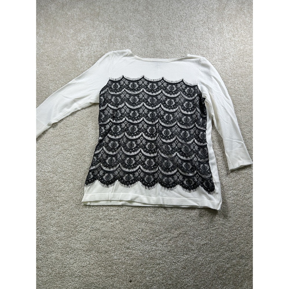 Roz & Ali Sweater Womens‎ Medium Lace Overlay Long Sleeve Pullover Top